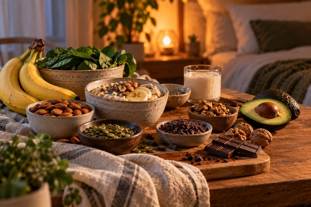 Variedad de alimentos ricos en magnesio que mejoran el sueño
