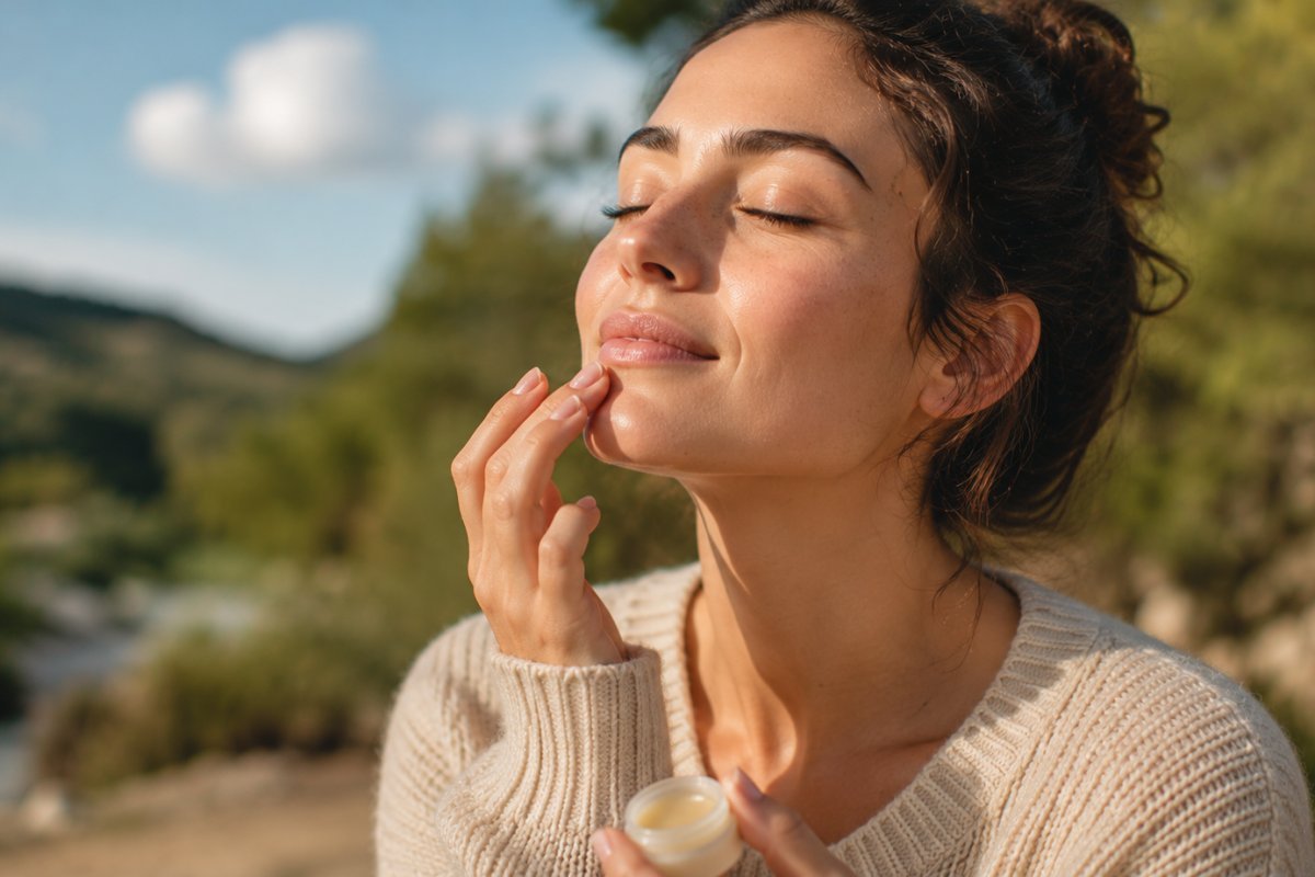 Una persona disfrutando de labios suaves al aire libre