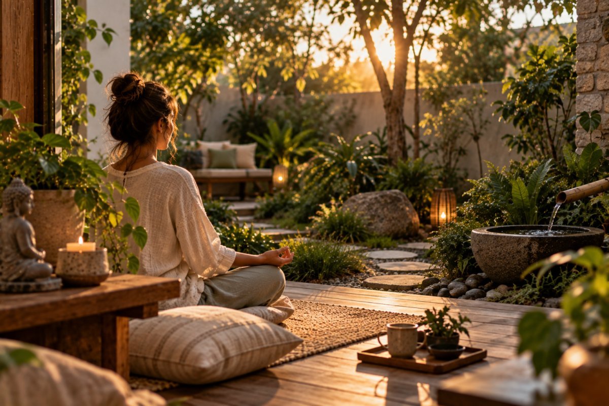 Un jardín transformado en un oasis de meditación
