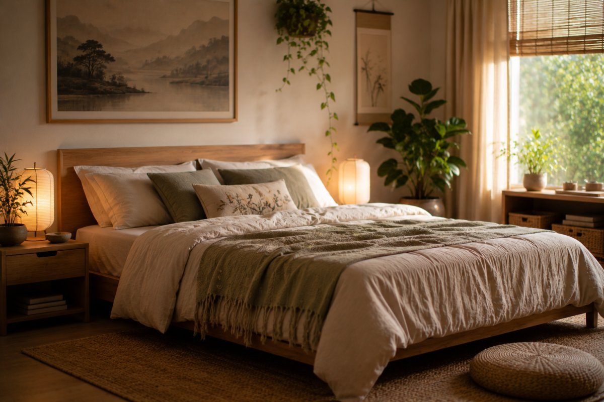 Dormitorio armonioso con Feng Shui para un espacio saludable