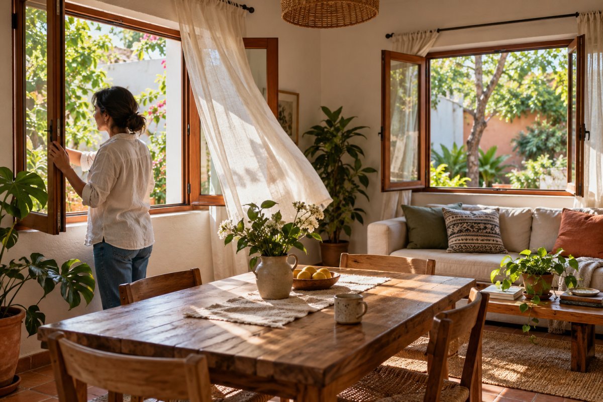 Ventanas abiertas en una casa, ahorra dinero y mejora el ambiente