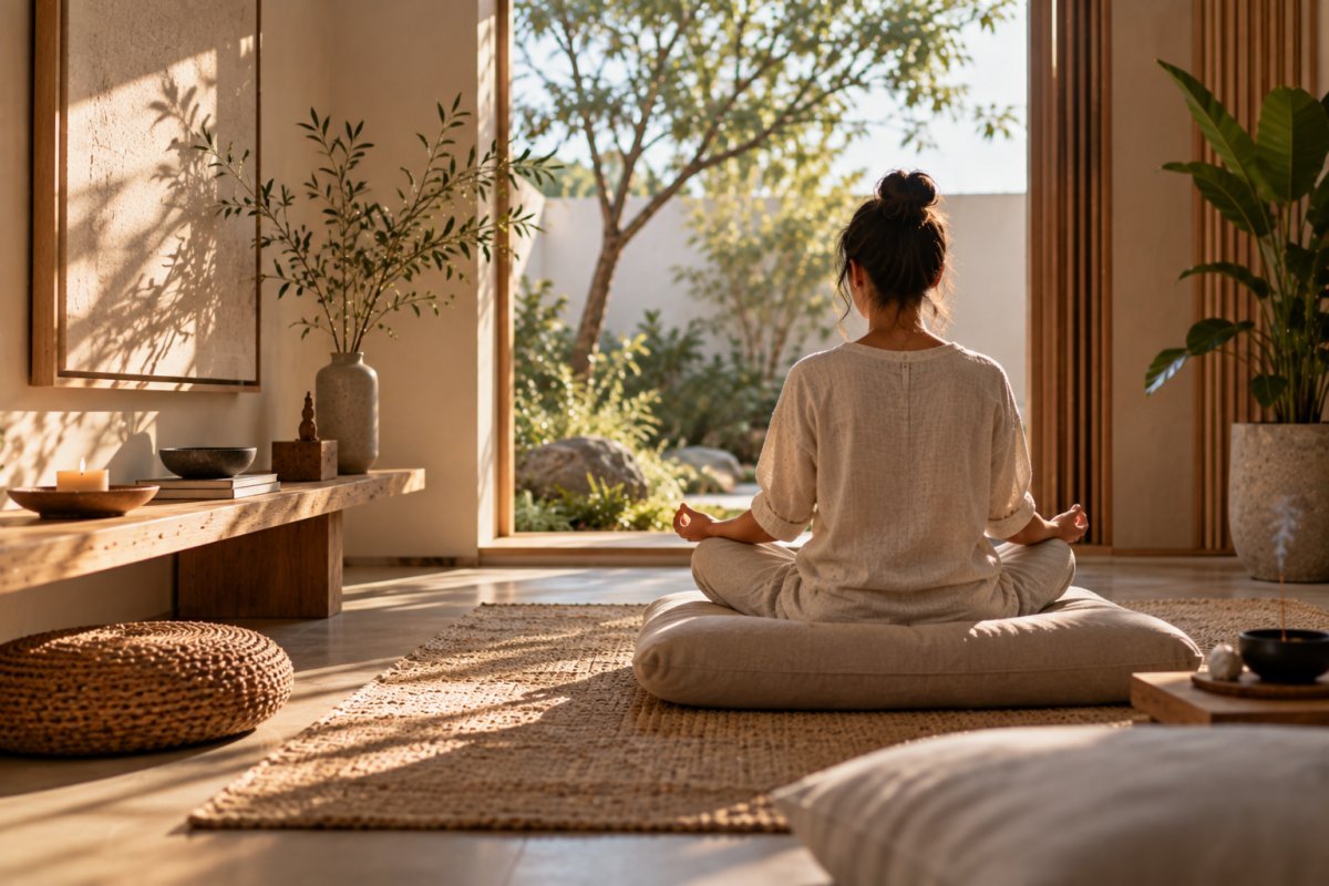 Espacio de meditación con diseño minimalista