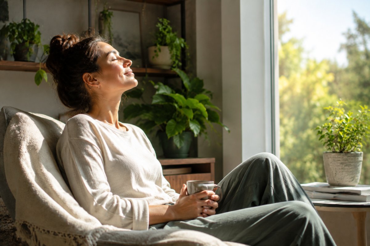 Persona disfrutando de luz natural para mejorar salud mental