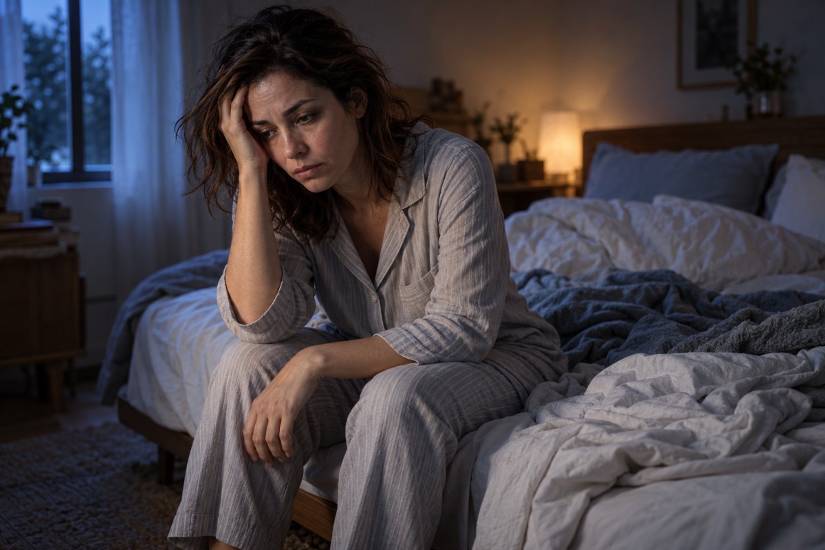 Persona experimentando estrés emocional que afecta el sueño