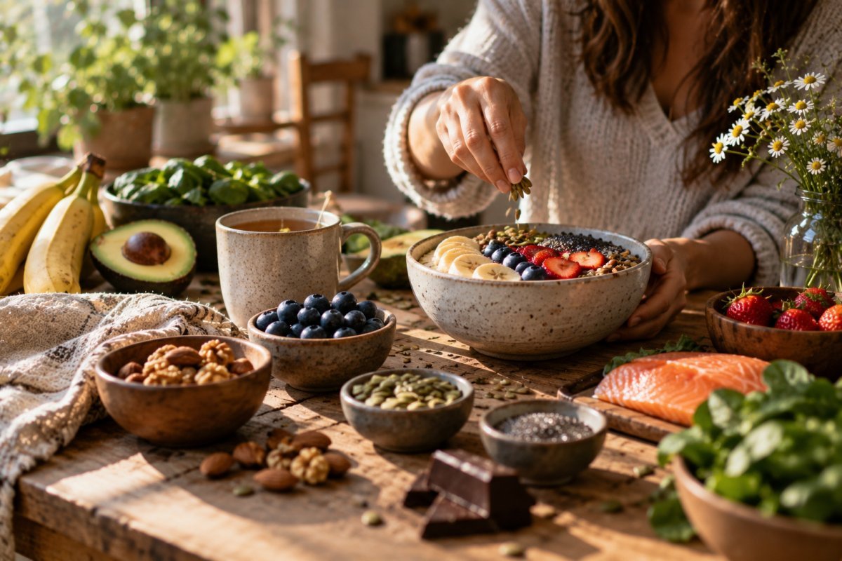 Una variedad de alimentos que promueven la serenidad y el equilibrio