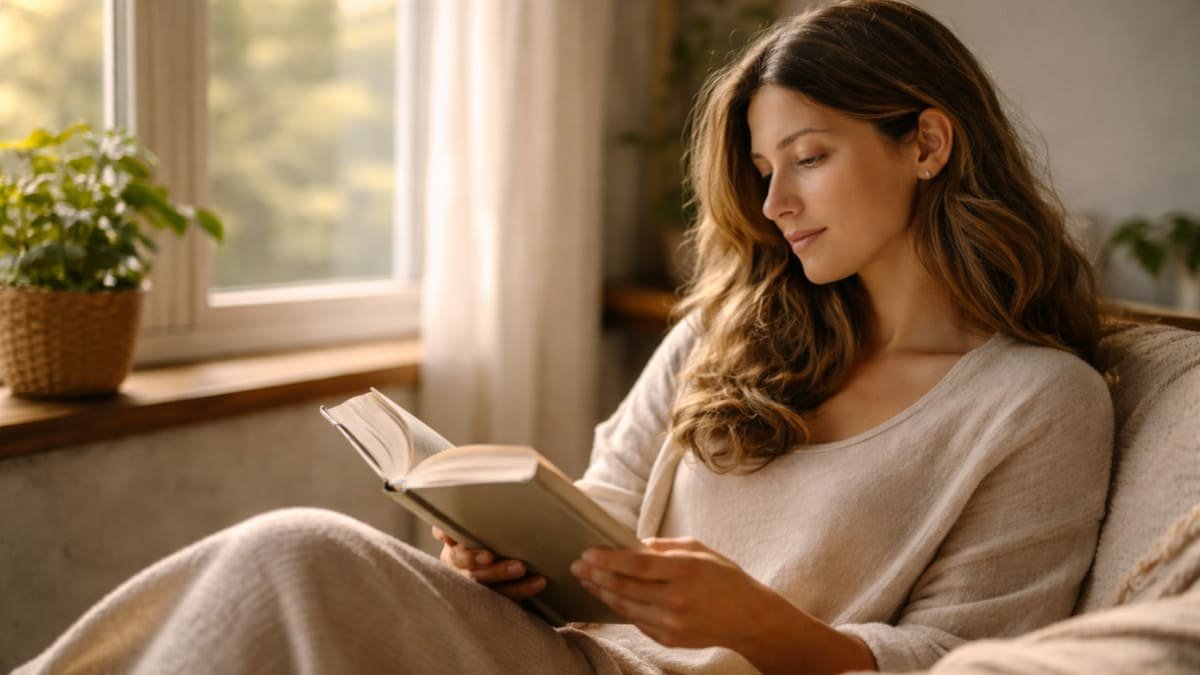persona disfrutando silencio junto a ventana con luz natural