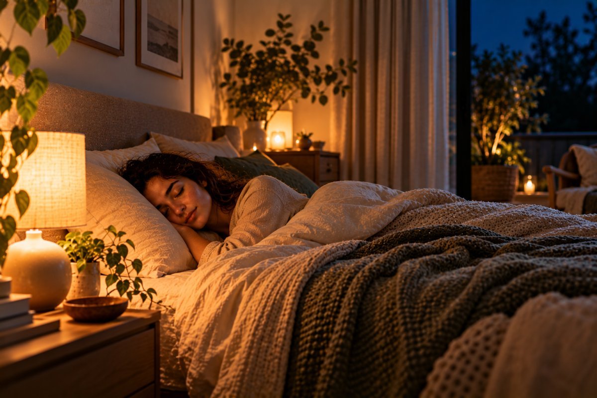Habitación tranquila con iluminación suave para fomentar el sueño