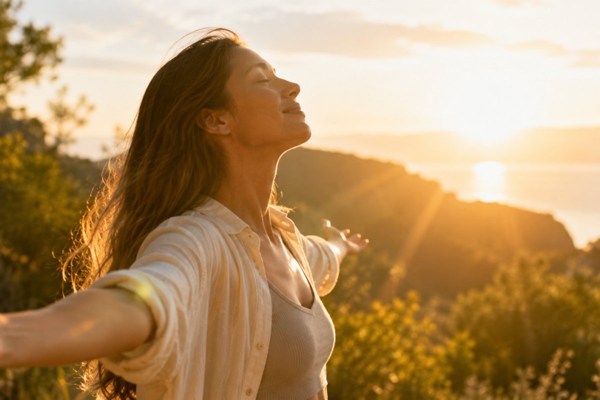 Persona disfrutando del sol para absorción de vitamina D