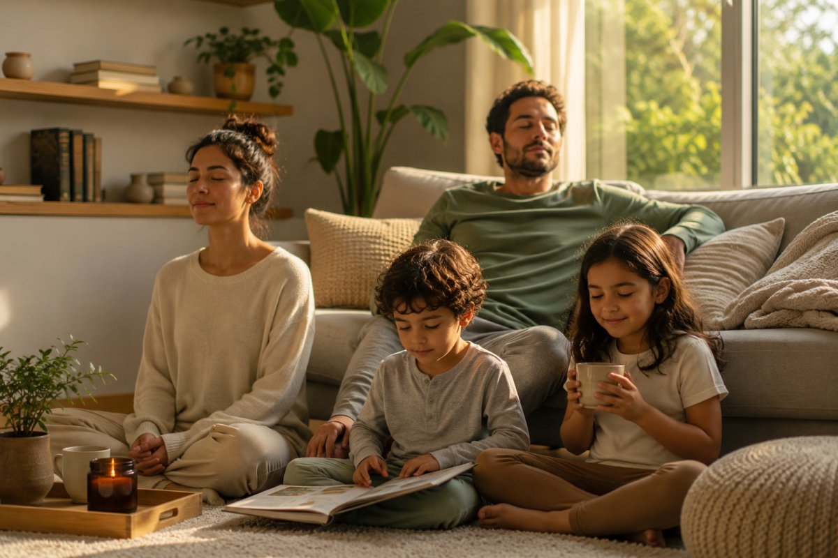 Una familia disfrutando de un momento de serenidad en el hogar