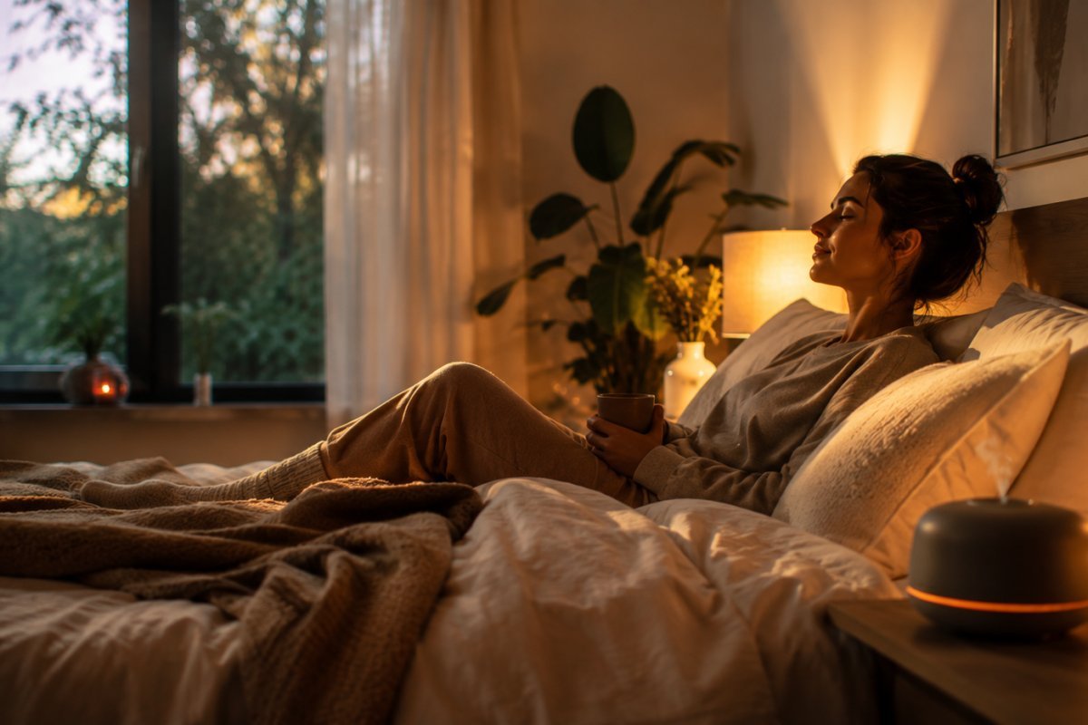 Habitación tranquila con música relajante de fondo