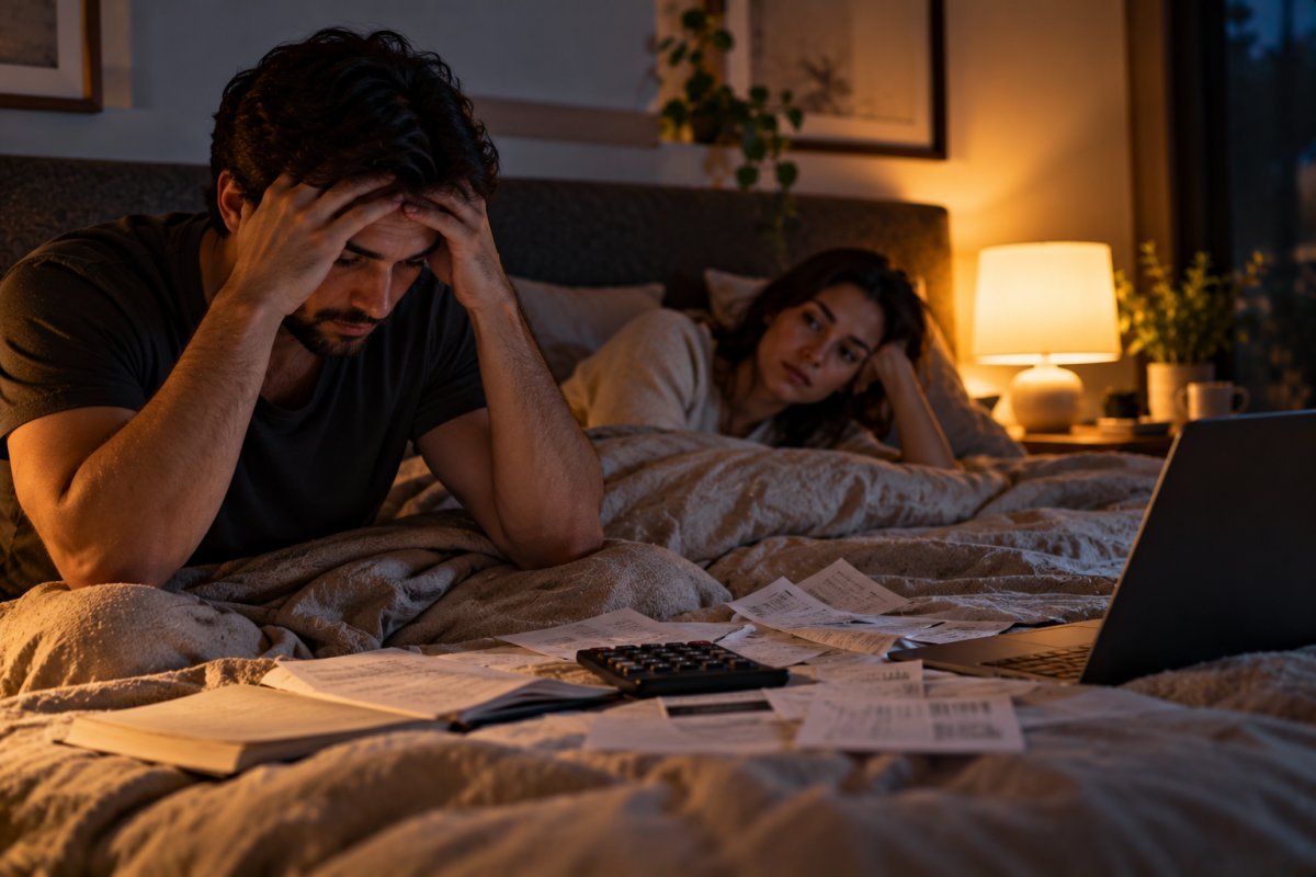El impacto del estrés financiero en el sueño de una pareja