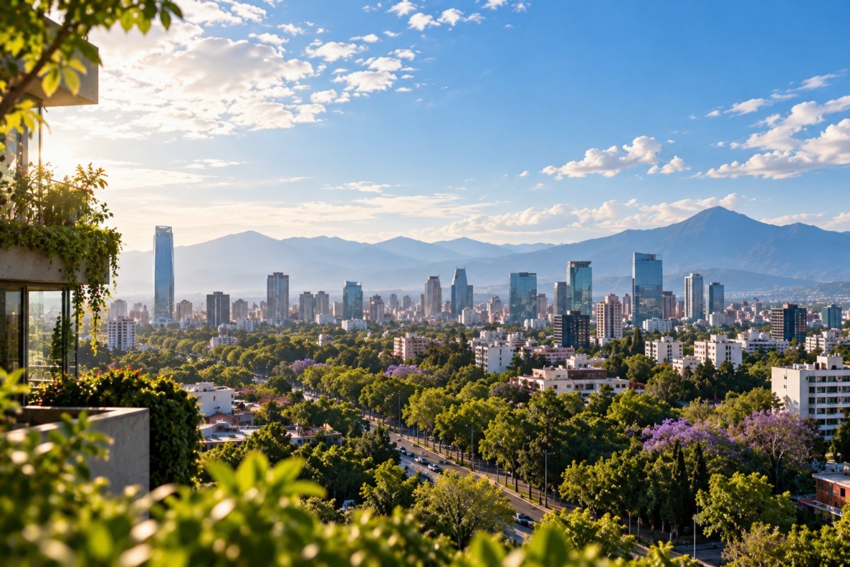 Paisaje urbano con aire limpio y cielos despejados