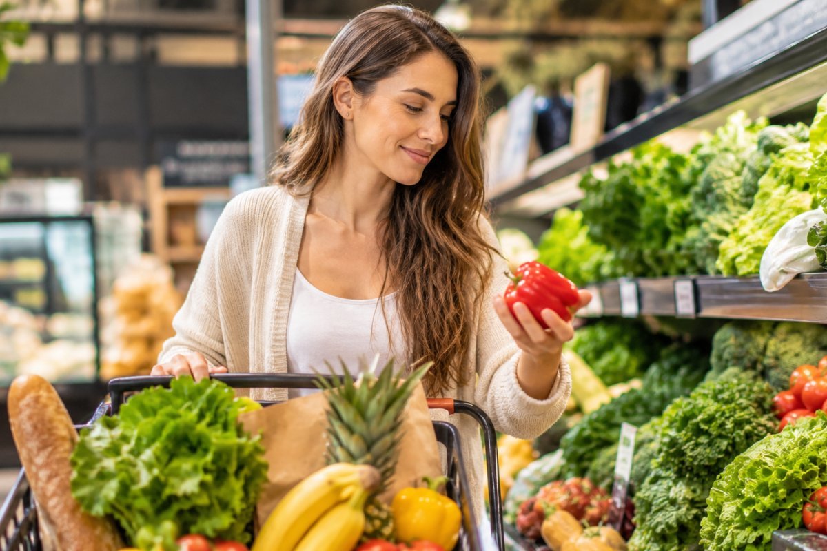 Un carrito lleno de alimentos frescos y nutritivos