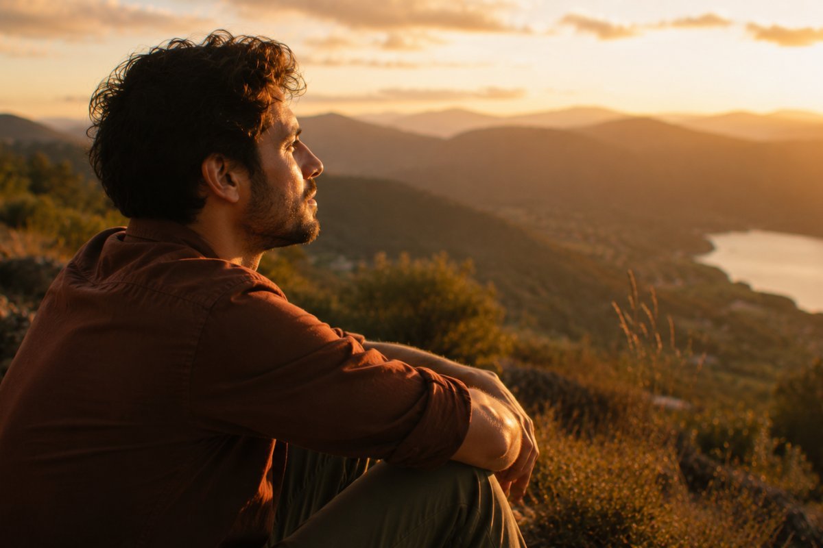 Un hombre reflexiona en un entorno natural