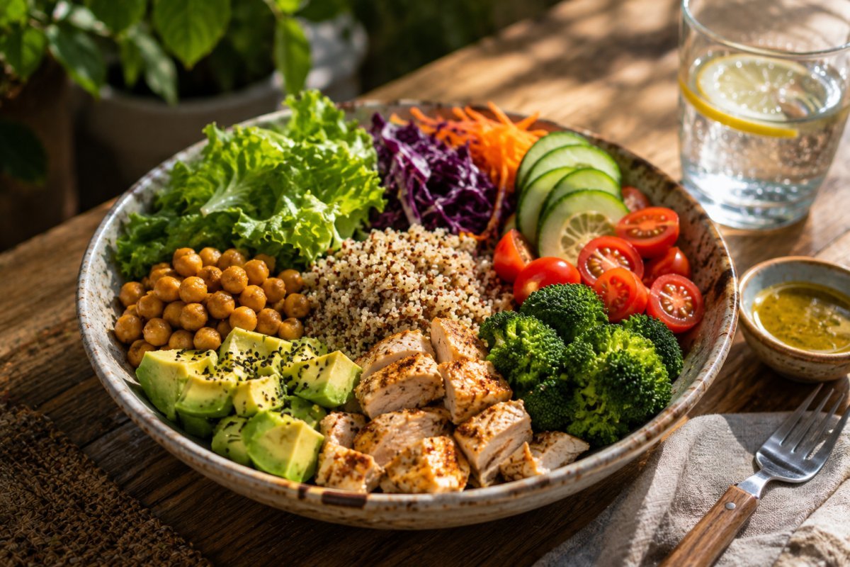 Colores vibrantes de un plato equilibrado