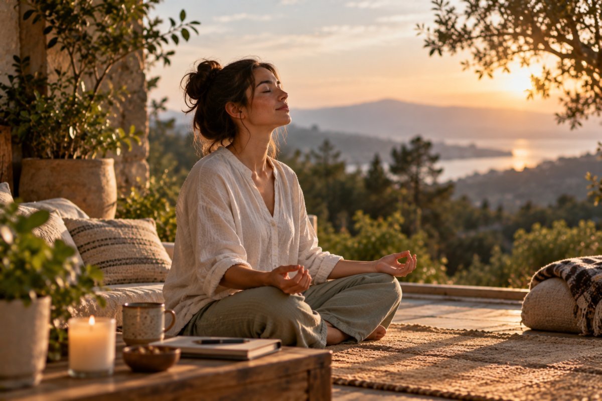 Una persona meditando y aplicando estrategias para vivir el presente