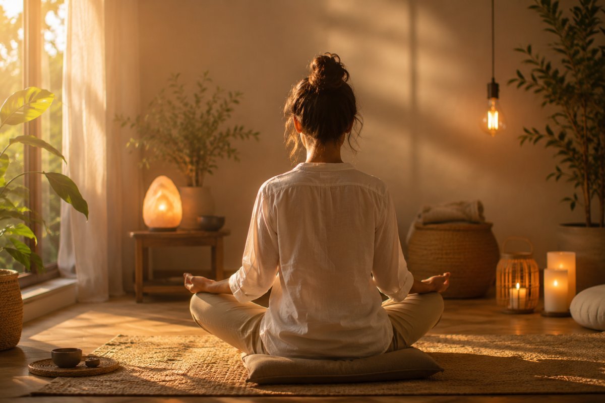 Meditación tranquila con la luz adecuada