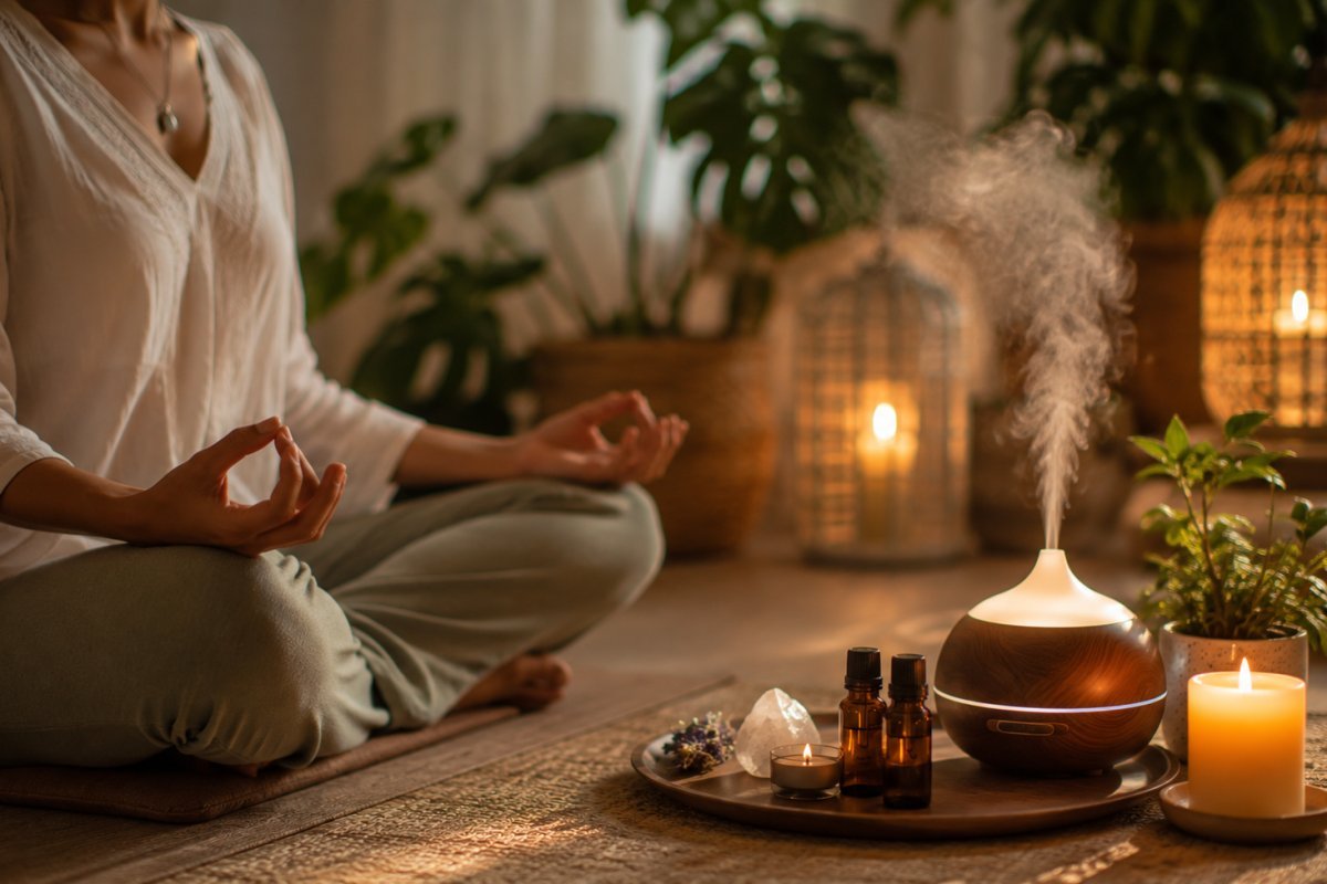 Relajante sesión de meditación con aromaterapia