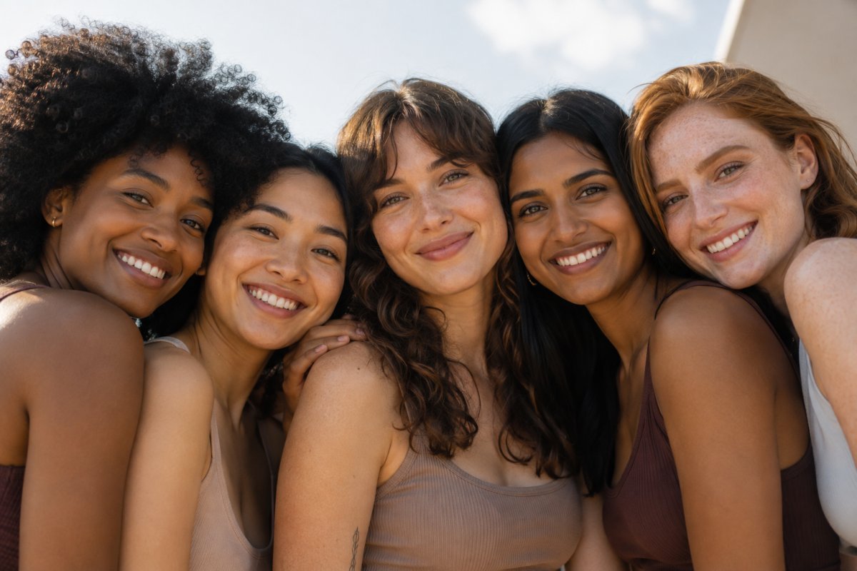 Diversidad en pieles reales expresando belleza inclusiva