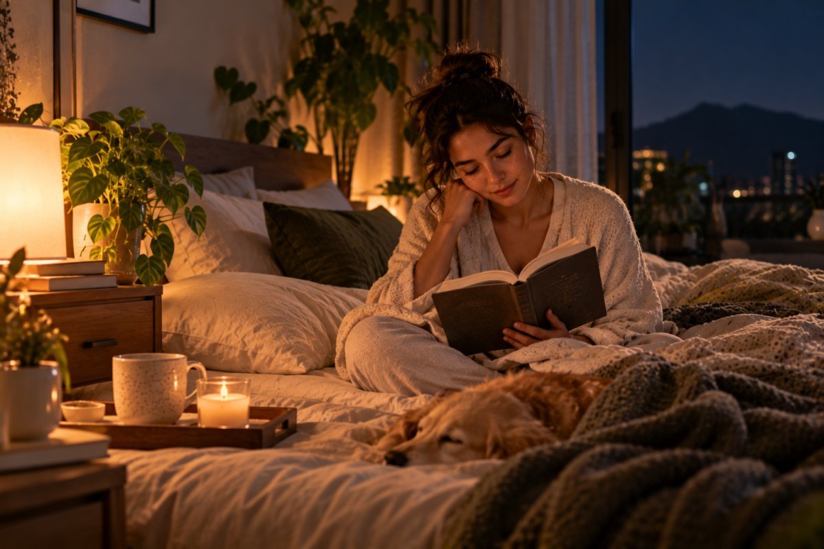 Una persona practicando rituales nocturnos para un descanso efectivo