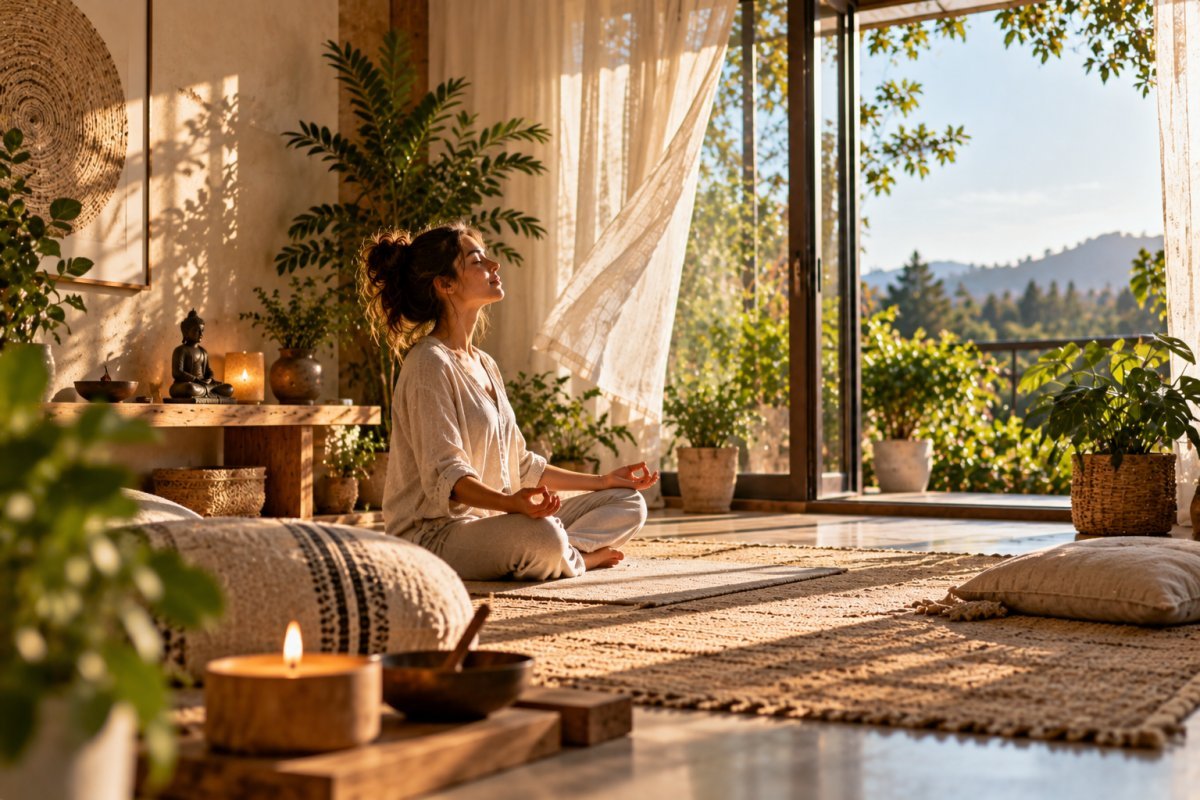 Espacio de meditación con ventilación adecuada