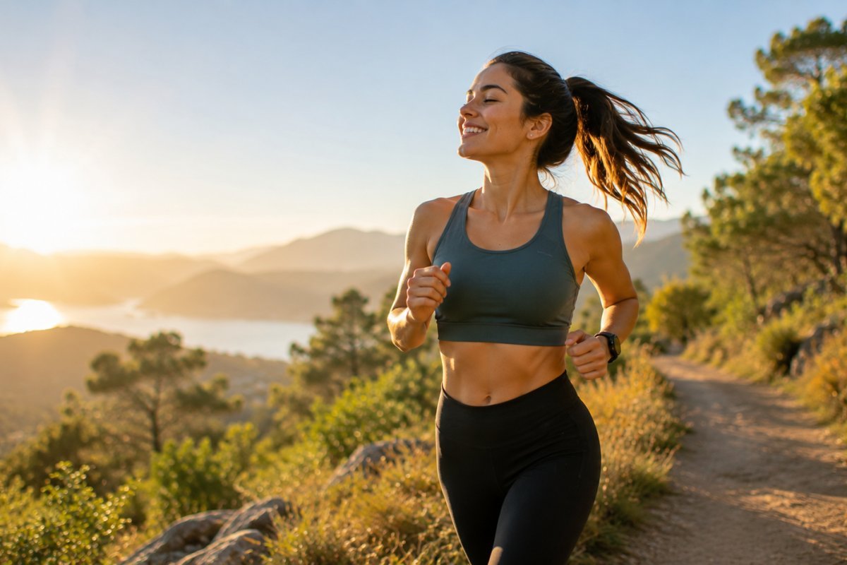 Persona disfrutando del ejercicio al aire libre, mejorando su salud mental