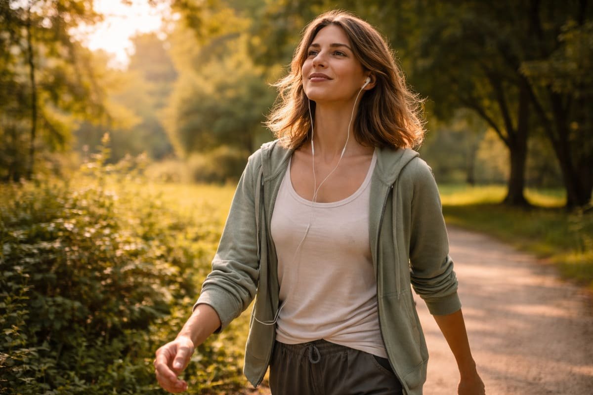 persona en movimiento suave al aire libre con luz natural