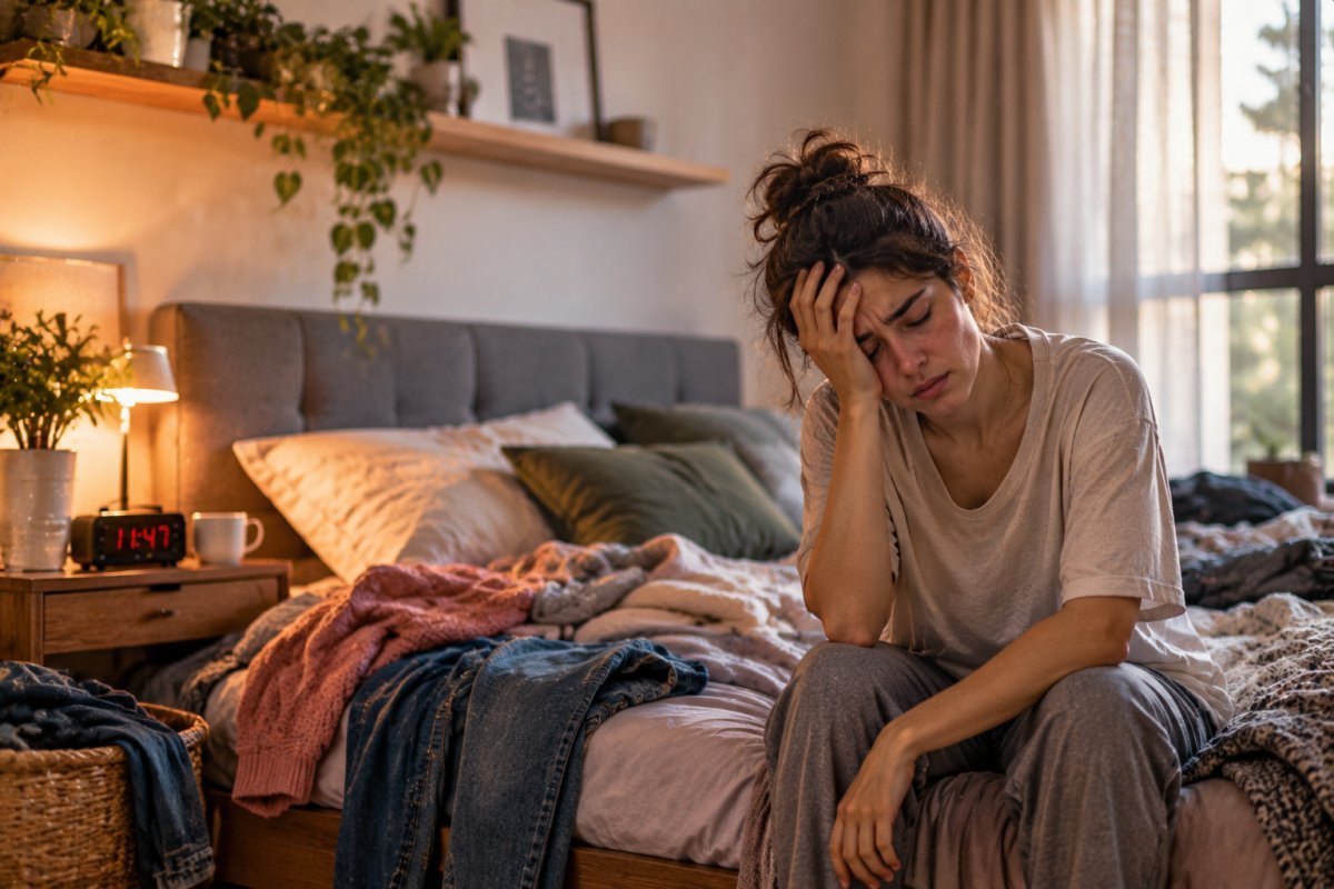 Habitación desordenada afectando la calidad del sueño