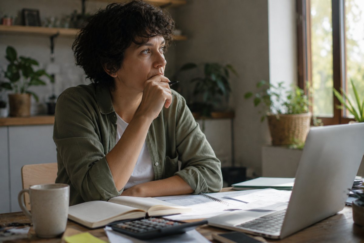 Una persona reflexionando sobre su planificación financiera