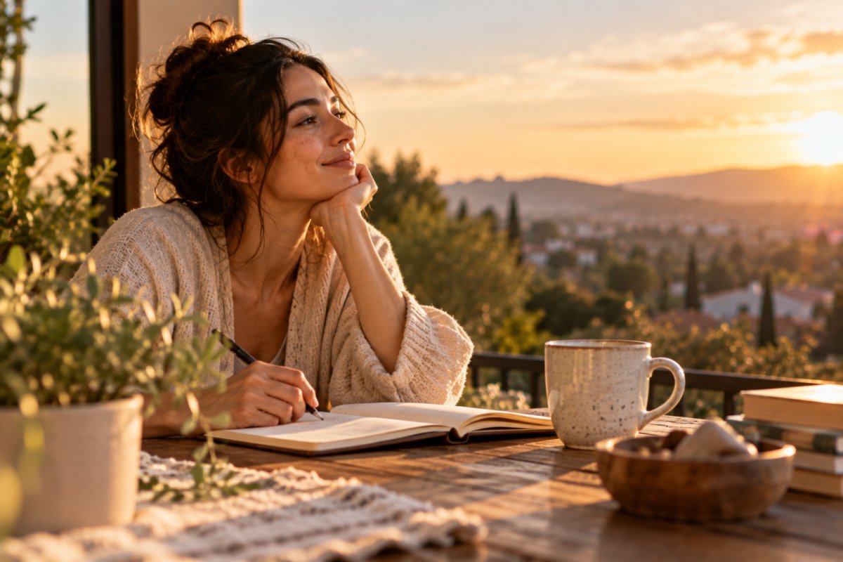 Persona reflexionando sobre cómo la gratitud diaria cambia su vida
