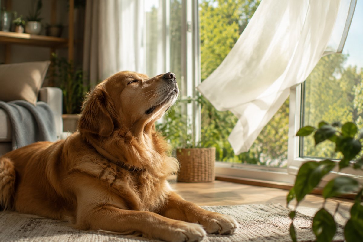 Un perro disfrutando de la ventilación en casa