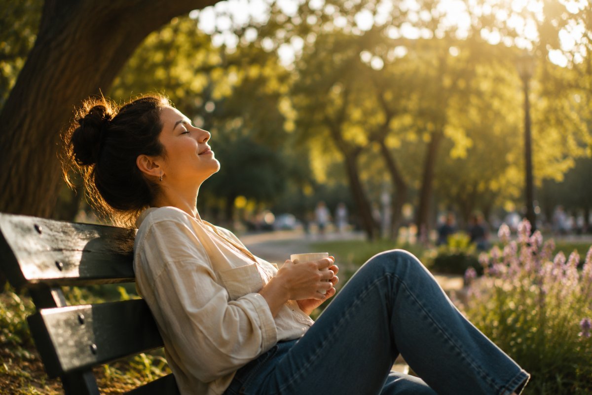 Una persona disfrutando de un momento de relajación en un parque