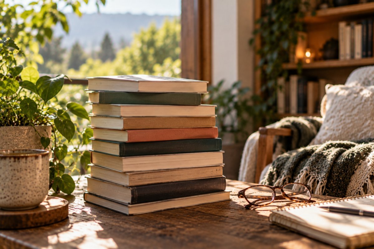 Una pila de libros inspiradores para mejorar tu vida
