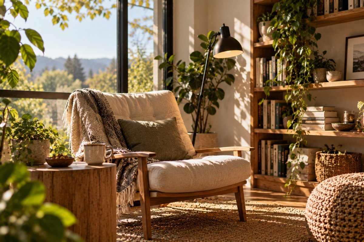 Espacio de lectura ergonómico con luz natural