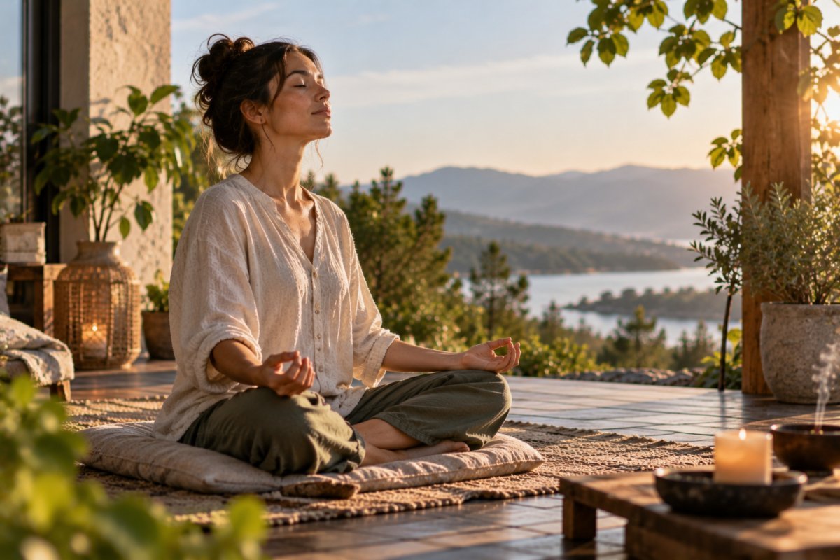 Persona meditando en un entorno tranquilo para encontrar la paz interior.