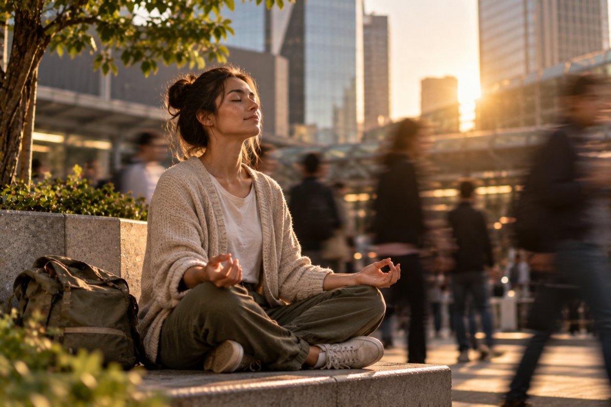 Persona meditando para cultivar la paciencia en un mundo acelerado
